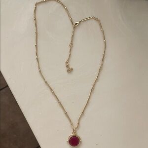 Kendra Scott Gold Necklace with Red Pendant